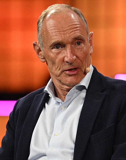 Tim Berners-Lee · Lukas Schulze / Web Summit via Sportsfile · Sir Tim Berners-Lee, Web Summit, Lisbon, 12 November 2024 · CC BY 2.0 · Commons crop; displayed unchanged Tim Berners-Lee